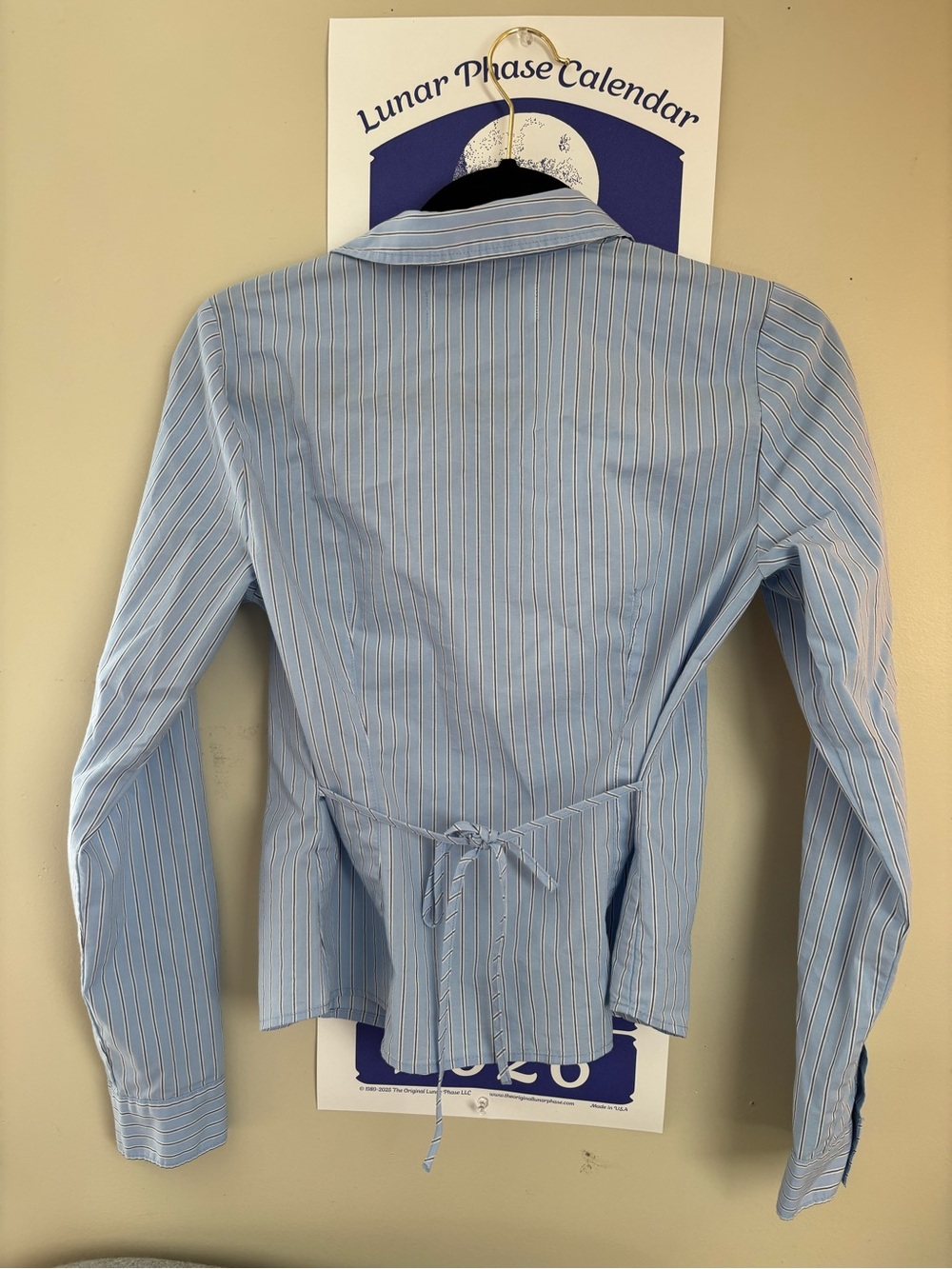 Hollister Light Blue Shirt with White and Navy Pinstripes - Picture 2 of 3